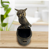 Happyyami Owl Fountain Statue for Garden Iron Outdoor Decorative Sculpture Fountain Nozzle Rustic Patio Ornament for Courtyard and Deck