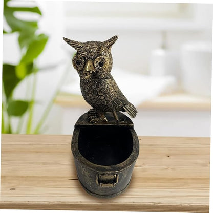 Happyyami Owl Fountain Statue for Garden Iron Outdoor Decorative Sculpture Fountain Nozzle Rustic Patio Ornament for Courtyard and Deck