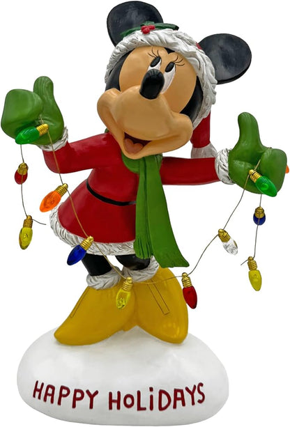 Disney Minnie with Lights Happy Holidays Garden Statue, 12 inches Tall, Officially Licensed Disney Product
