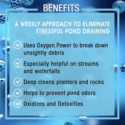 MICROBE-LIFT OPCMD Oxy Pond Cleaner Treatment for Ponds, Fountains, and Water Gardens, Deep Cleans Light to Heavy Debris on Rocks, Waterfalls, and Planters, 8 Pounds