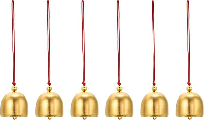 PATIKIL 6 Pcs Wind Chime, Hanging Bells Temple Bells Retro Outdoor Hanging Metal Chinese Wind Chime Round for Outside Garden Camping, Gold Red