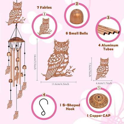 Large Aluminium Wind Chimes 33" Outdoor Deep Tone Memorial Wind Chime with Owl Wind Catcher, Sympathy for Loss of Loved Mom Father,Metal Wind Chimes for Garden Patio Balcony Home Decor
