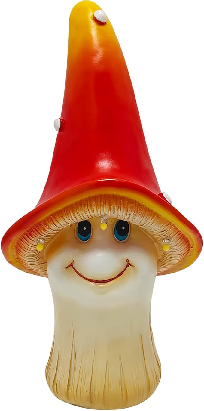 Solar Garden Large Mushroom Decor Outdoor Statue - Mushroom with LED Waterproof Sculptures Lights, Cute Mushroom Pond/Yard Statues Outside Decoration, Home, Lawn, Patio, Resin Fairy Ornament