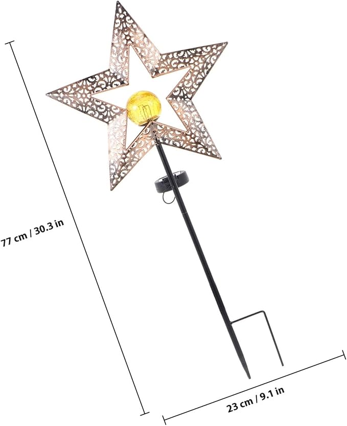 Outanaya Solar Iron Craft Garden Lawn Ground Light Star Hollow-Out Solar Pathway Lamp Outdoor Landscape Yard Decor
