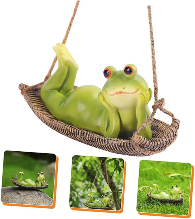 UPKOCH Adorable Hanging Frog Ornament Resin Garden Frog Figurine for Outdoor Decor for Tree Decoration Unique Garden Frogs Statue Charming Home Accent