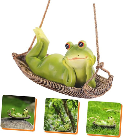 UPKOCH Adorable Hanging Frog Ornament Resin Garden Frog Figurine for Outdoor Decor for Tree Decoration Unique Garden Frogs Statue Charming Home Accent