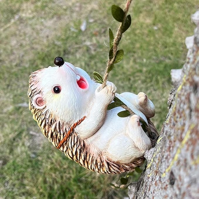 Hanging Hedgehog Statue Decoration, Climbing Hedgehog Figurine Ornament for Indoor Outdoor Home Garden Decor