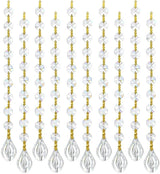 10pcs Crystal Garland Strands Crystal Lamp Beads Glass Loquat Prism Hanging Chandelier Beads Replacements Strings Christmas Wedding Decoration for Home Gold Pinning