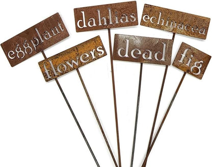 Classic Metal Garden Markers 19 Inches Tall (echinacea, Naturally Rusted)