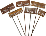 Classic Metal Garden Markers 19 Inches Tall (dahlias, Naturally Rusted)