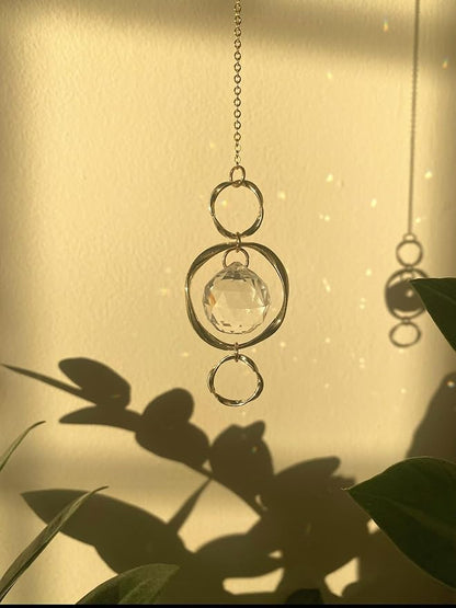 Crystal Suncatchers for Windows Hanging, 2Pcs Garden Sun Catcher Crystal Prism Balls Rainbow Maker Hanging Ornament for Home Decor