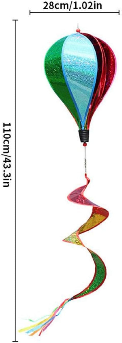 ASkinds 2Pcs Hot Air Balloon Wind Spinner Rainbow Whirl Hanging Ornament Spinning Balloon Windmill Toy Set for Outdoor Garden Patio Yard Home Decoration