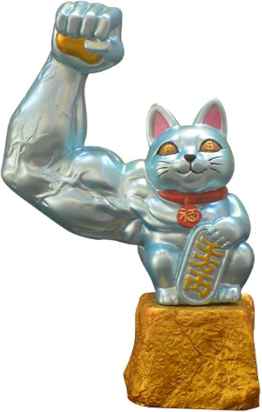 Garden Ornaments Decor Statue Outdoor,Abstract Unique Statue Sculpture Creative Outdoor Garden Courtyard Statue Decoration Ornament,Lucky Cat Small Decoration Muscle Arm Cat Resin Crafts