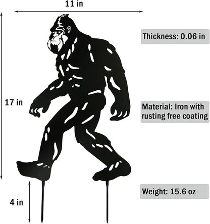 Bigfoot Peek Decorative Garden Stake Sasquatch Metal Silhouette Sign Standout Sculpture Decor Outdoor Yard Patio Lawn Big Foot Gifts 17x11.4 in