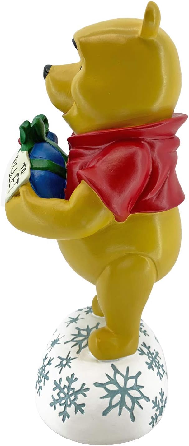 Disney Winnie The Pooh with Gift Christmas Outdoor Garden Statue, 10 inches Tall, Officially Licensed Disney Product