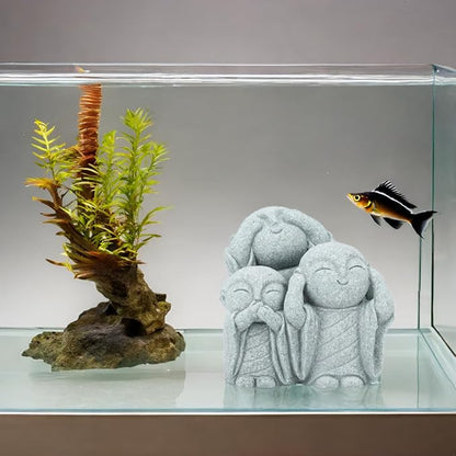 Mini Monk Buddha Statue Green Sandstone Statues Zen Monk Praying Statue Sculptures for Wealth Good Luck Feng Shui Decor Home Fish Tank Aquarium Garden (Style 3)