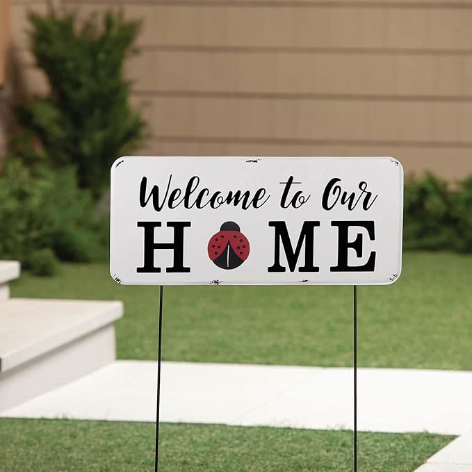 Welcome Magnetic Seasonal Stake, Includes 12 Magnets, Durable Metal - Measures 23 1/2" Wide x 10 1/2" High, by Fox River Creations