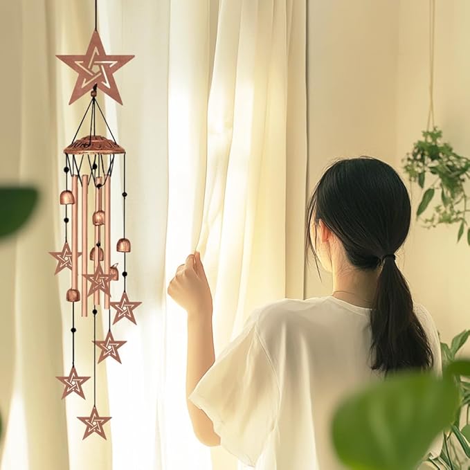 Wind Chimes for Outside, Melodious Melodic Tones Star Style Windchimes Suitable for Outdoor Garden Patio Porch Decor, Unique 33“ Metal Memorial Wind Chimes Friendship Gifts for Women