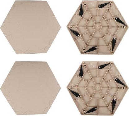 4Pcs Outdoor Stepping Stone Weather-Proof Garden Yard Lawn Patio Decorative Stone Walkway Pathway Pavers Round Square Hexagon Landscaping Stone Milestones Decorative Beige Hexagon