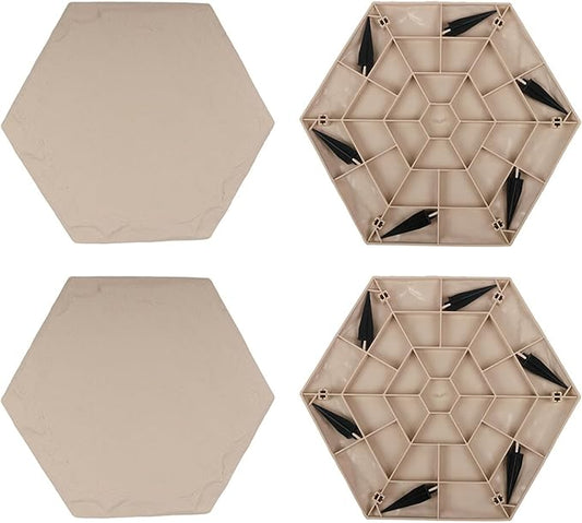 4Pcs Outdoor Stepping Stone Weather-Proof Garden Yard Lawn Patio Decorative Stone Walkway Pathway Pavers Round Square Hexagon Landscaping Stone Milestones Decorative Beige Hexagon