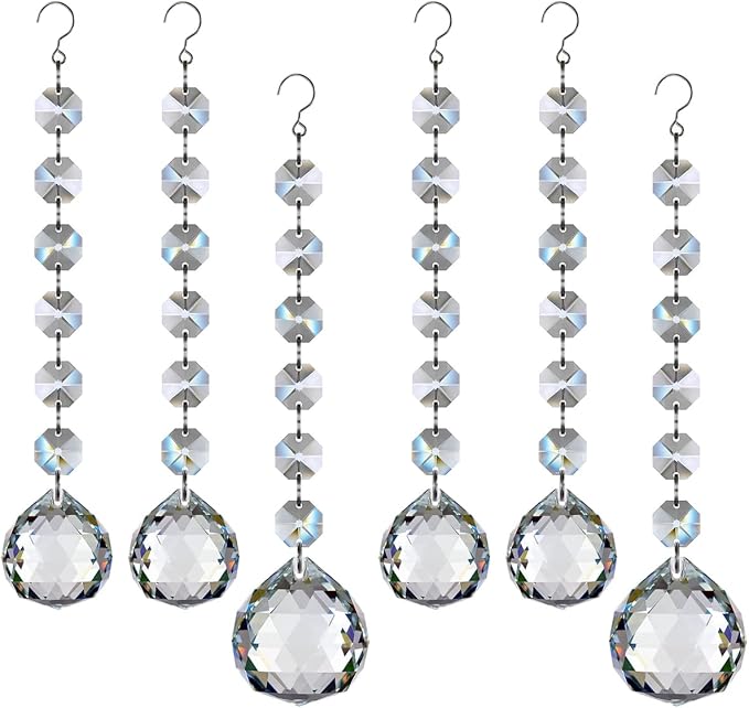 Crystal Ball Prism Suncatcher 6 Strands, 30mm/40mm Hanging Chandelier Crystals Beads Chain Curtain for Decoration Clear GOLDENHAITAI