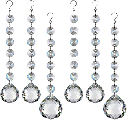 Crystal Ball Prism Suncatcher 6 Strands, 30mm/40mm Hanging Chandelier Crystals Beads Chain Curtain for Decoration Clear GOLDENHAITAI