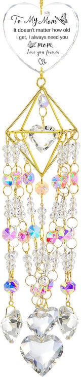 AceOrbit Mom Thank You Gift, Crystal Suncatchers for Window Hanging Wind Chime Garden Suncatchers Rainbow Indoor Outdoor Decor Unique Mom Birthday Gifts from Daughter, Happy Mother's Day