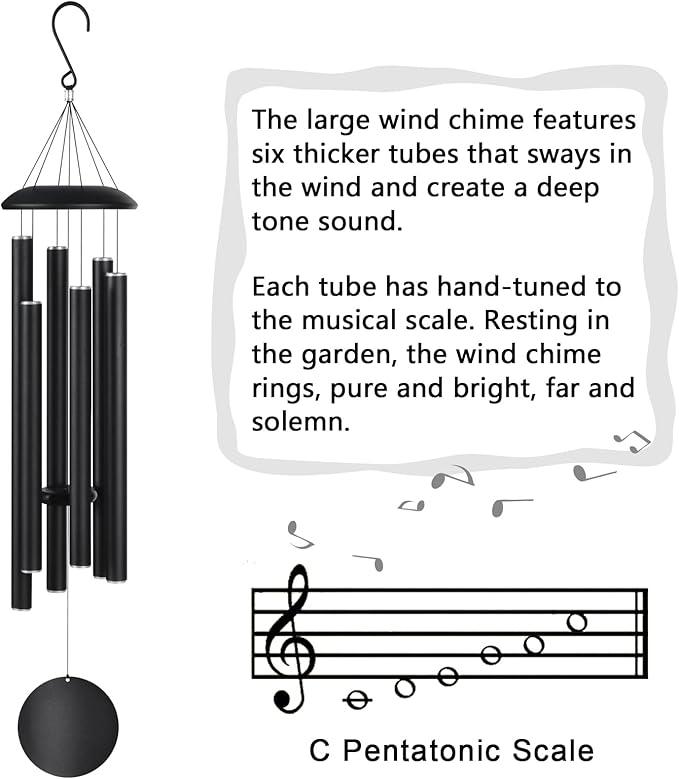 Large Wind Chimes for Outside Deep Tone, Memorial Sympathy Gifts for Loss of Loved One,48" Wind Chime with 6 Heavy Tuned Aluminum Tubes Outdoor Clearance for Garden,Yard,Patio & Lawn