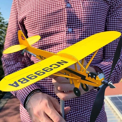 Handmade Piper J3 Cub Airplane Weathervane for Yard Airplane Wind Spinner Metal Windmill Outdoor Sculpture Float Plane Model (Large)