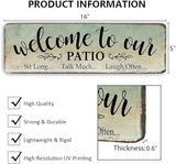 Patio Signs Welcome To Our Patio Sign Wooden Hanging Patio Wall Decor Rustic Patio Sign Outdoor Decoration For Patio, Porch, Front Door, Garden Decor, 16''x5''