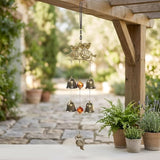 Owl Wind Chimes, 17.7 Inch Metal Garden Chimes with 4 Bells and 3 Owls, Indoor Outdoor Decorative Wind Catcher, Vintage Style (Owl)