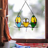 Multicolor Owl Decor Stained Glass Window Hanging,Best Bird Gifts for Owl Lovers Women,Bird Suncatcher for Window Home Decoration,Birthday Gifts for Lover and Friend