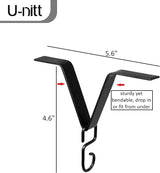 U-nitt Gutter Clip for Rain Chain Installation DIY | Gutter Adapter for Roof Downspout Chain | Water Collection | Black, Heavy Metal, 6 X 5 inches, Adjustable, Fits 2 in Gutter Hole