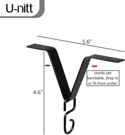 U-nitt Gutter Clip for Rain Chain Installation DIY | Gutter Adapter for Roof Downspout Chain | Water Collection | Black, Heavy Metal, 6 X 5 inches, Adjustable, Fits 2 in Gutter Hole