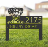 Personalized Catahoula Dog Welcome Metal Address Sign House Number Catahoula Dog Sculpture Plaque Catahoula Dog Stake Sign for Park Yard Lawn Courtyard Patio Ranch Farmer Gardening Gift.