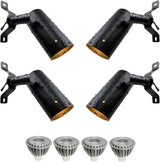 Landscape Lighting Low Voltage Tree Lights Outdoor Moonlight,Replaceable MR16 LED Aluminum for Landscape Down Light Directional Wall Patio Mounted Post Fence Lights Black Finish 4 Packs