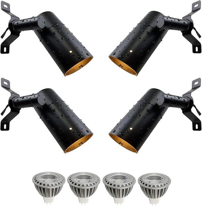 Landscape Lighting Low Voltage Tree Lights Outdoor Moonlight,Replaceable MR16 LED Aluminum for Landscape Down Light Directional Wall Patio Mounted Post Fence Lights Black Finish 4 Packs