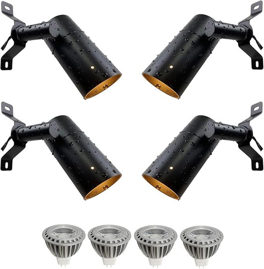 Landscape Lighting Low Voltage Tree Lights Outdoor Moonlight,Replaceable MR16 LED Aluminum for Landscape Down Light Directional Wall Patio Mounted Post Fence Lights Black Finish 4 Packs