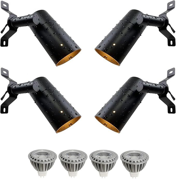 Landscape Lighting Low Voltage Tree Lights Outdoor Moonlight,Replaceable MR16 LED Aluminum for Landscape Down Light Directional Wall Patio Mounted Post Fence Lights Black Finish 4 Packs