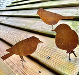 5PCS Rusty Metal Birds Decorations - Handmade Yard Art & Garden Sculptures, Rustic Metal Garden Decor for Outdoor Fences, Patio, and Bird Lovers