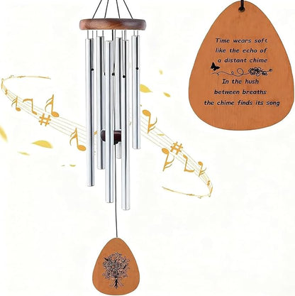 Wind Chimes for Outside, Soothing Melodic Memorial Sympathy Wind Chimes, Create a Zen Atmosphere Suitable Outdoor Garden Decor, Gift for Mom Neighbors Unisex(Silver)