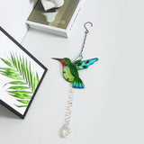 Hummingbird with Crystal Sun Catcher,Stained Glass Bird Suncatchers for Windows Hanging,Crystal Suncatcher Prism Hanging Ornament for Home Garden Party Decoration(Green)