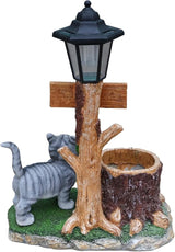 Solar Light Animal Outdoor Statue Planter with Welcome Sign, Resin Garden Sculpture Flower Pot for Patio Lawn Porch Yard Courtyard Decor, Weather-Resistant Decorative Figurine Accent (C)