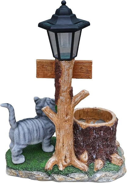 Solar Light Animal Outdoor Statue Planter with Welcome Sign, Resin Garden Sculpture Flower Pot for Patio Lawn Porch Yard Courtyard Decor, Weather-Resistant Decorative Figurine Accent (C)
