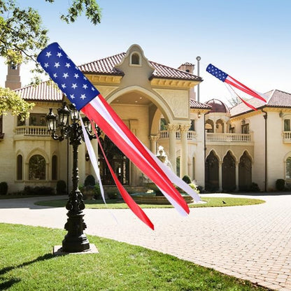 2 Pack 4th of July Windsock American Flag Wind Socks Outdoor Heavy Duty, 40" Stars Stripes USA Flag Windsocks for Patriotic Memorial Day Decorations & 4th July Decorations Outdoor Yard Garden Tree
