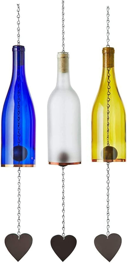 Blue Ridge Mountain Gifts Wine Bottle Wind Chime - Wind Chimes for Outside & Inside Decor, Handcrafted Wine Glass Bottle Wind Chimes, Suncatcher Whimsical Home Decor Gifts for Women (Beach)