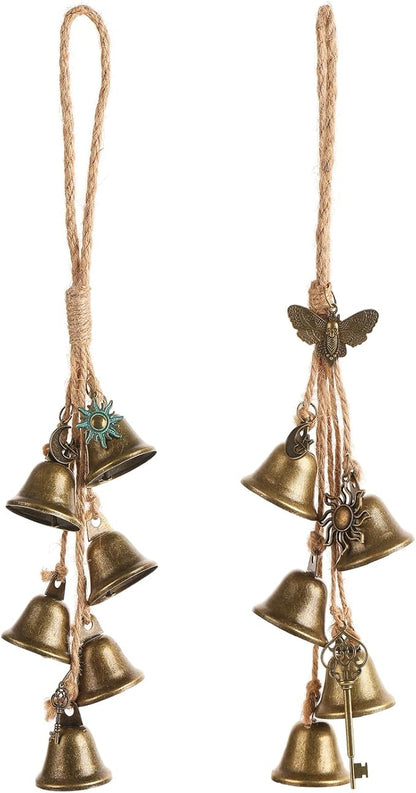2 Pieces Witch Bells for Door Knob for Protection Handmade Decorative Door Hanging Bell Witch Wind Chimes for Boho Home Room Decor(Bees)