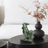 Real Jade Rooster Statue - 3.8 Inch Hand-Carved Gemstone Sculpture, Feng Shui Lucky Animal Figurine for Home/Garden/Office Decor