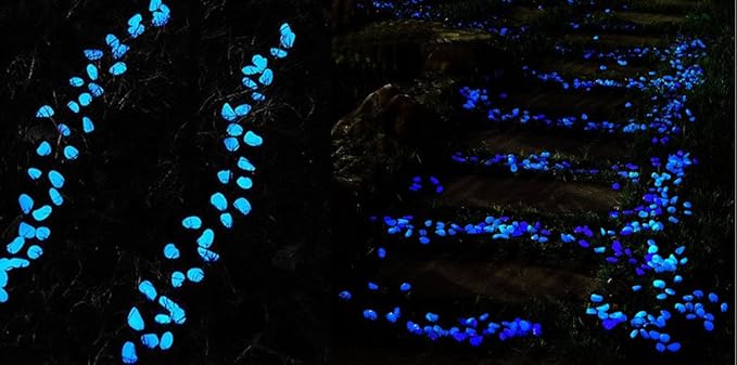 Glow in the Dark Garden Pebbles Stone for Walkway Yard and Decor DIY Decorative Gravel Stones in Blue(200PCS)