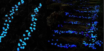 Glow in the Dark Garden Pebbles Stone for Walkway Yard and Decor DIY Decorative Gravel Stones in Blue(100PCS)